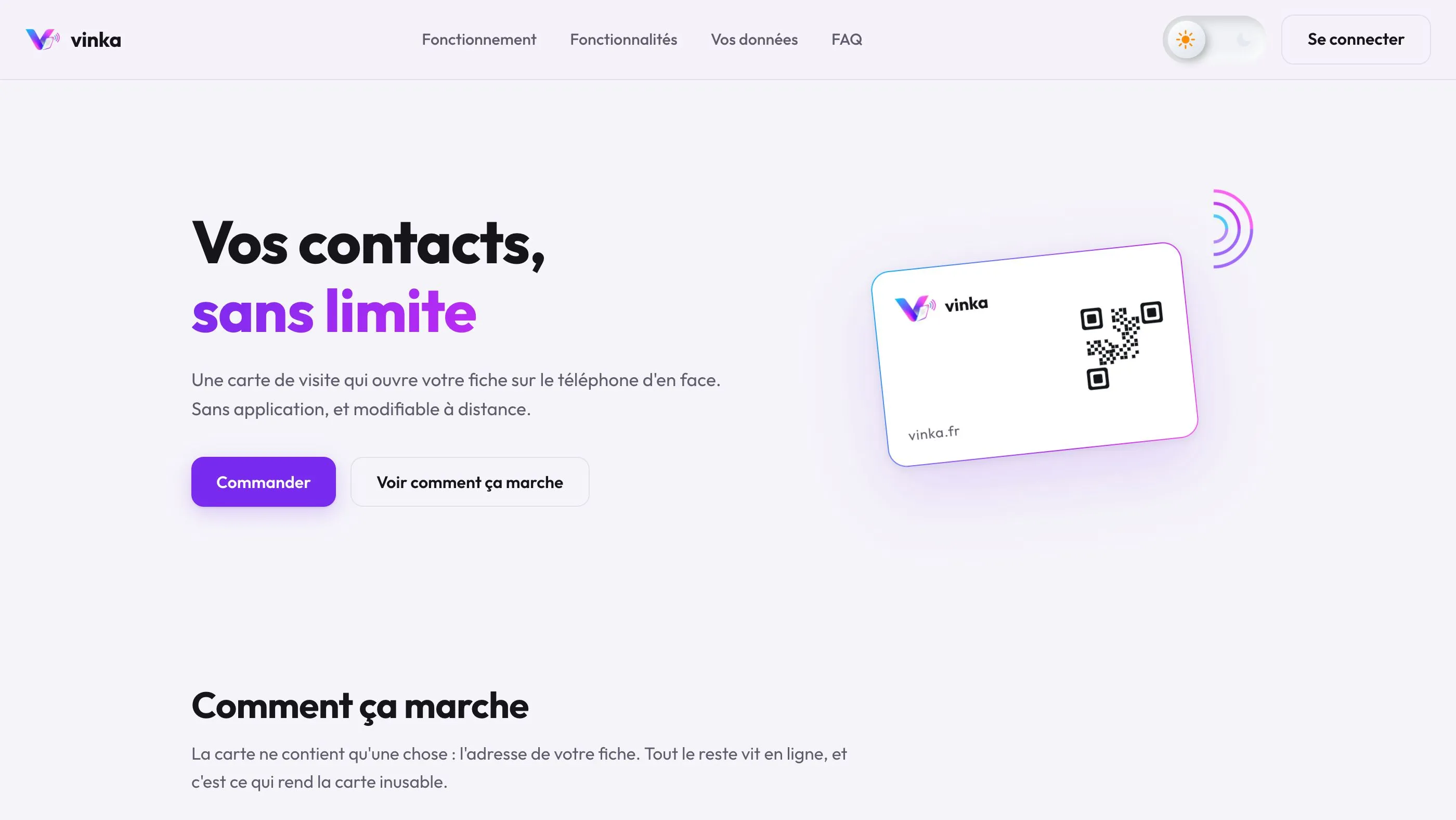Le site Vinka sur ordinateur